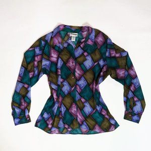 80s Vintage Multicolored Button-Up